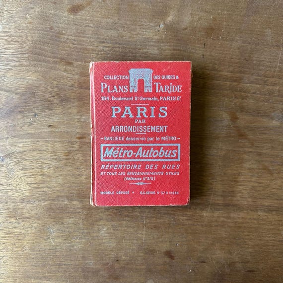 1959 Plans Taride Metro-Autobus Guide to Paris Par Arrondissement
