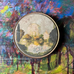 Horton’s Miniature Chocolates Tin with Landscape Scene Lid & Sewing Notions Vintage