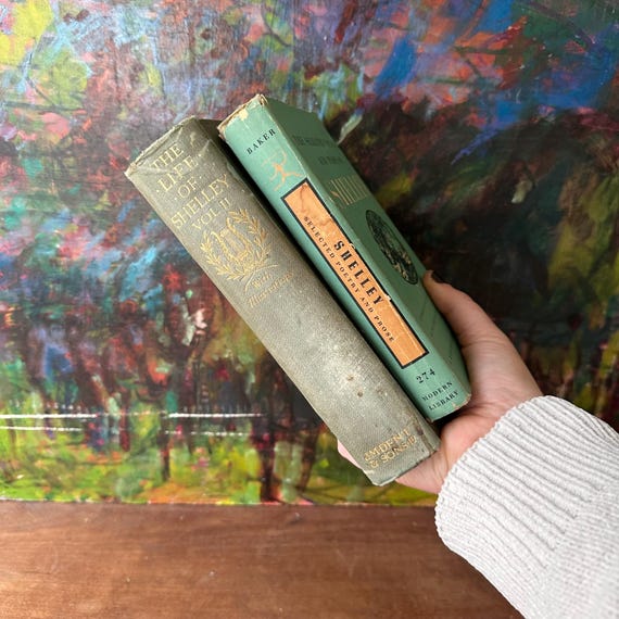 Vintage Percy Bysshe Shelley Book Set: 1933 Biography & 1951 Poetry