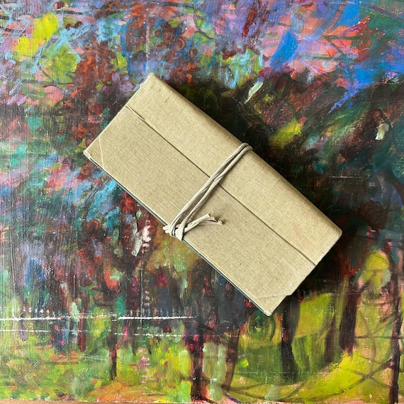 Linen Accordion / Pocket Expanding File Vintage No 320 Banker's Case Paper Storage