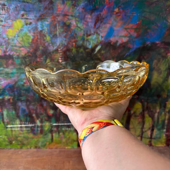 Federal Glass Yorktown Dot Bowl Vintage Amber Glass