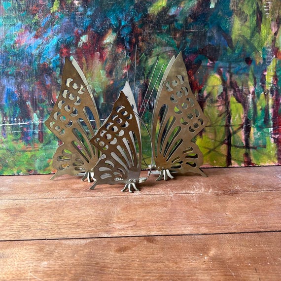 1970s Brass Butterly Figurine Set
