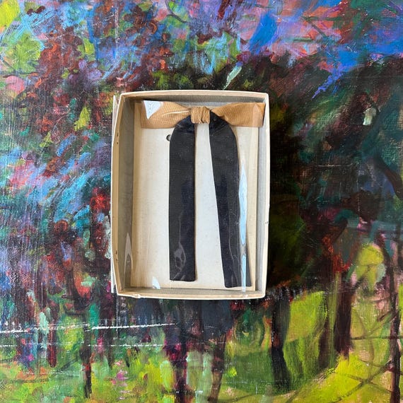 Tan & Black Vintage Clip On Bow Tie