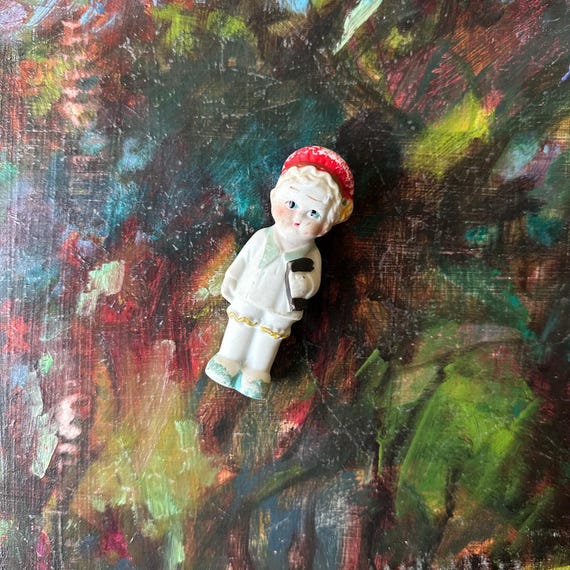 Frozen Charlotte Penny Doll with Hat and Book