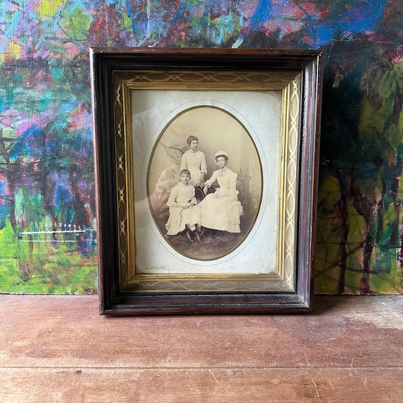 Antique Black & White Portrait Photograph with Gold Border Antique Frame
