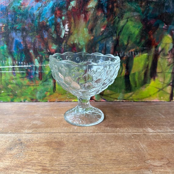 Clear Glass Strawberry Compote Bowl