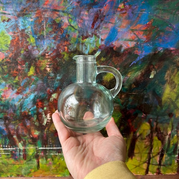 Vintage Green Glass Cruet Bottle