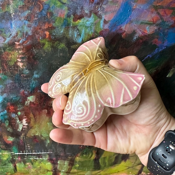 Ceramic Butterfly Trinket Box Vintage