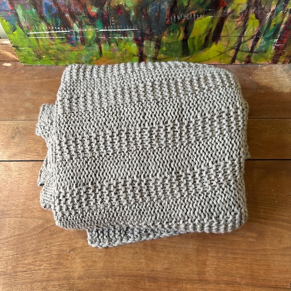 Gray Acrylic Yarn Afghan 54 x 60” Lap Blanket