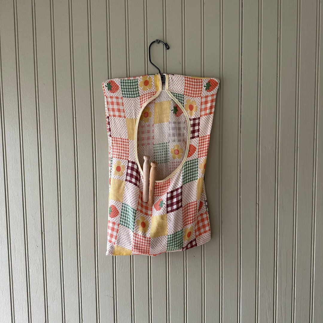 Strawberries Clothespin Bag Vintage Hanging Clothespin Storage Etsy