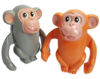 2 pcs Vintage Wind Up Fun Clockwork Monkey Mechanical toys USSR NOS Animal