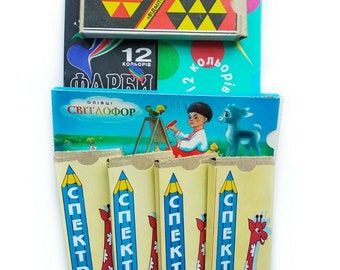 Confezioni da 8 pezzi VINTAGE URSS Matite colorate in legno e colori di cancelleria