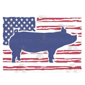 Patriotic Pig SVG, Farm SVG, July 4th Flag SVG files for Cricut, Silhouette, sublimation design