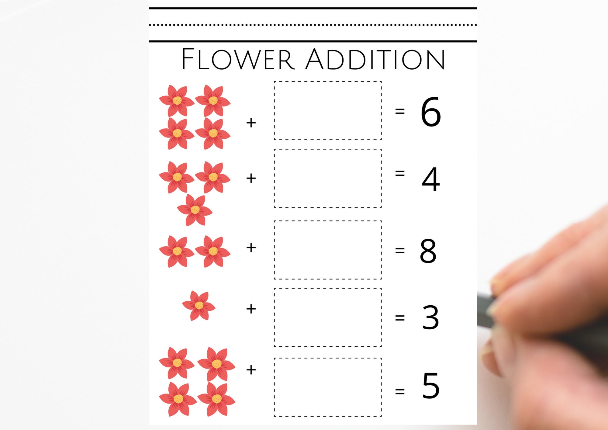 Spring flowers math worksheets