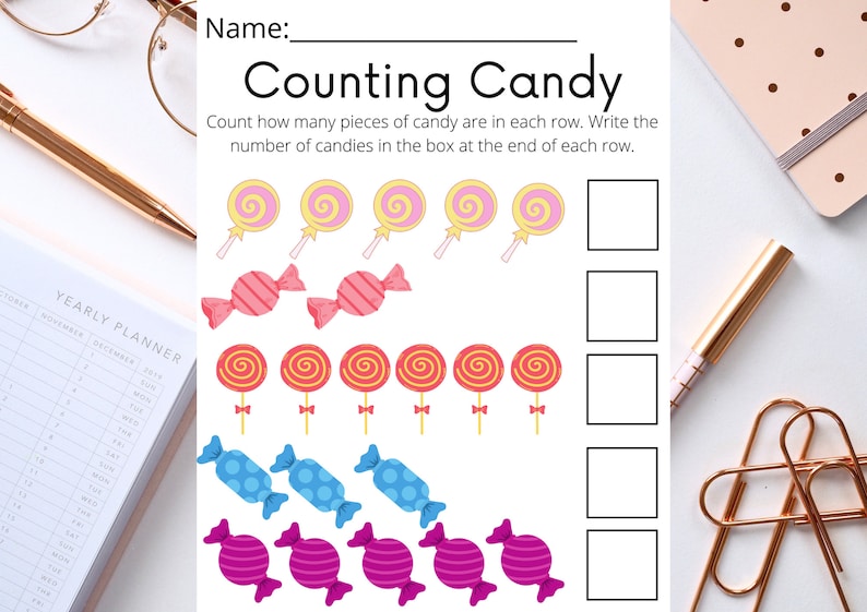 Counting Candy Worksheet Digital Fun Preschool Kindergarten