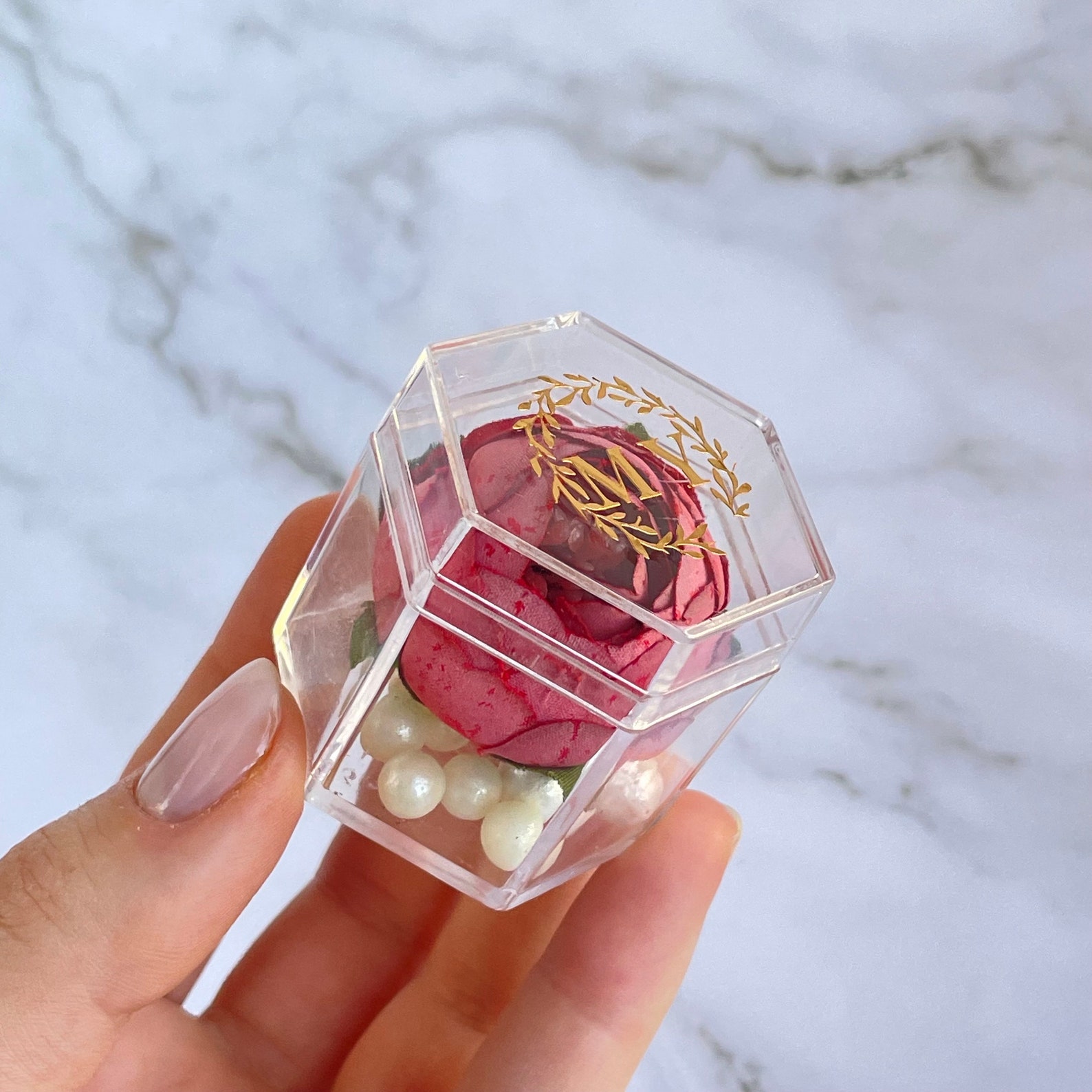 Acrylic Favor Box With Flower Etsy