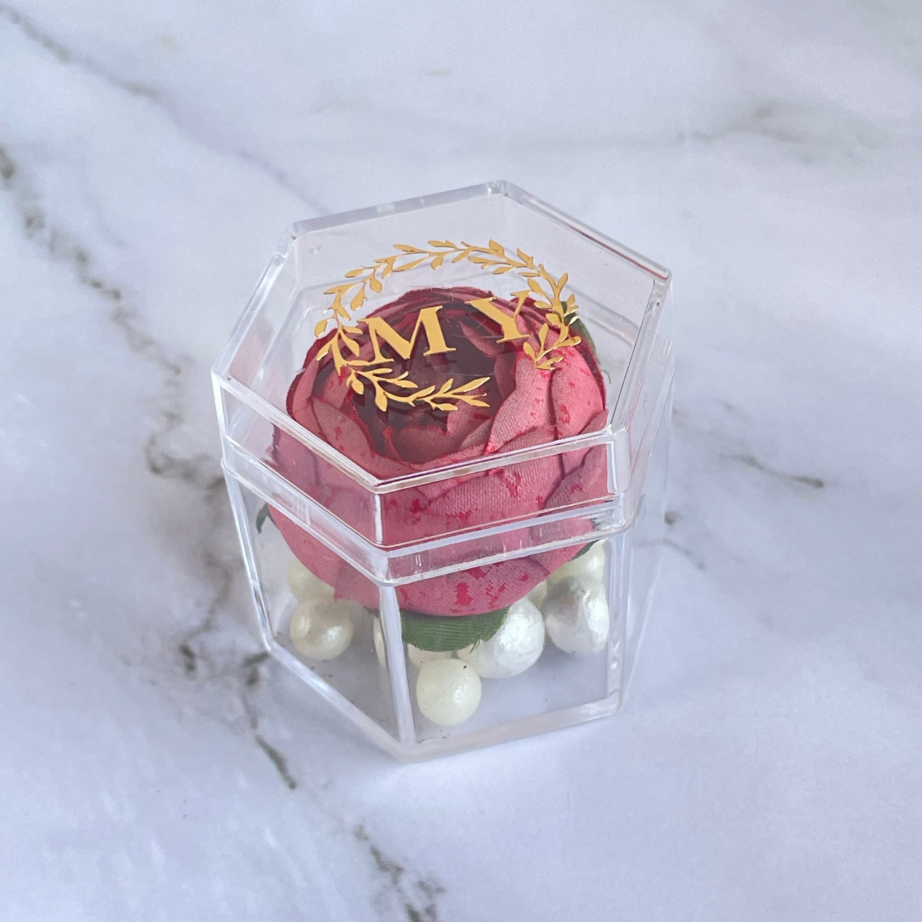 Acrylic Favor Box With Flower Etsy