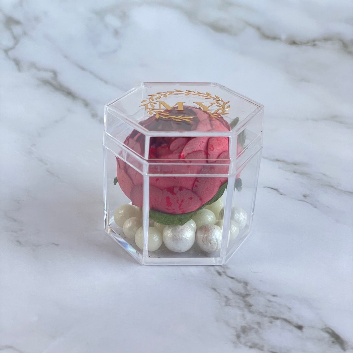 Acrylic Favor Box With Flower Etsy