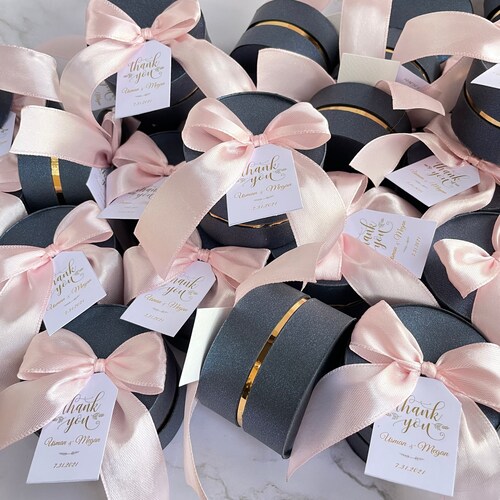 10 x Large Pillow Box Favour Gift Box Wedding Champagne Pearl Shimmer  Card 