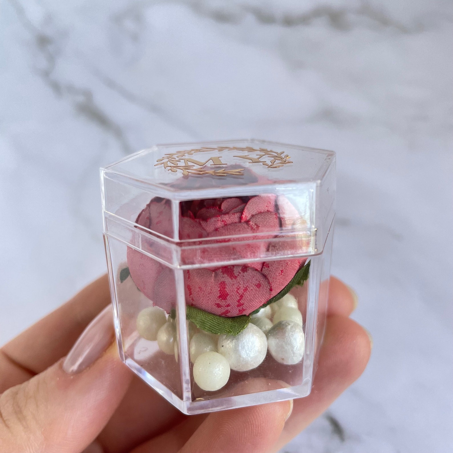 Acrylic Favor Box With Flower Etsy