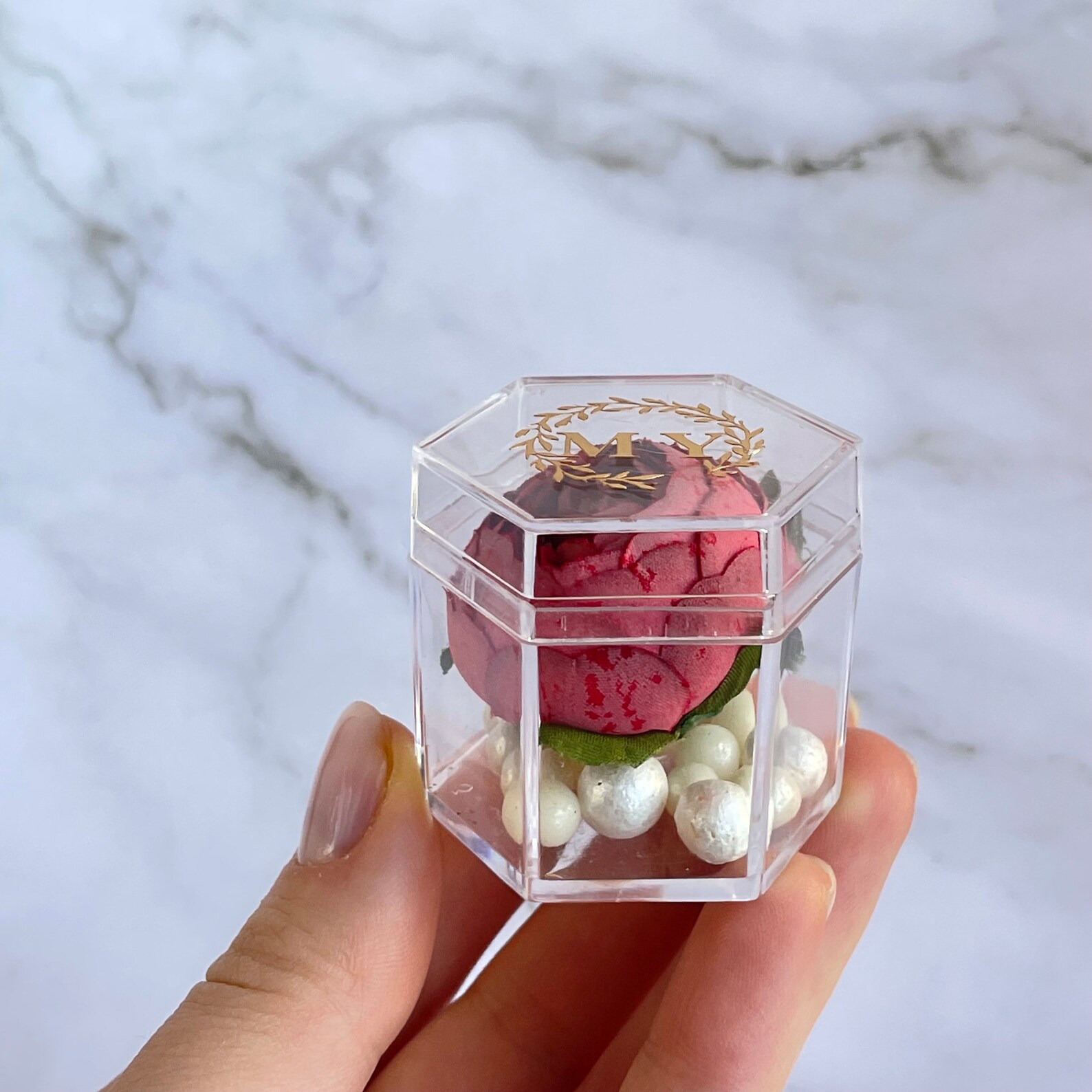 Acrylic Favor Box With Flower Etsy