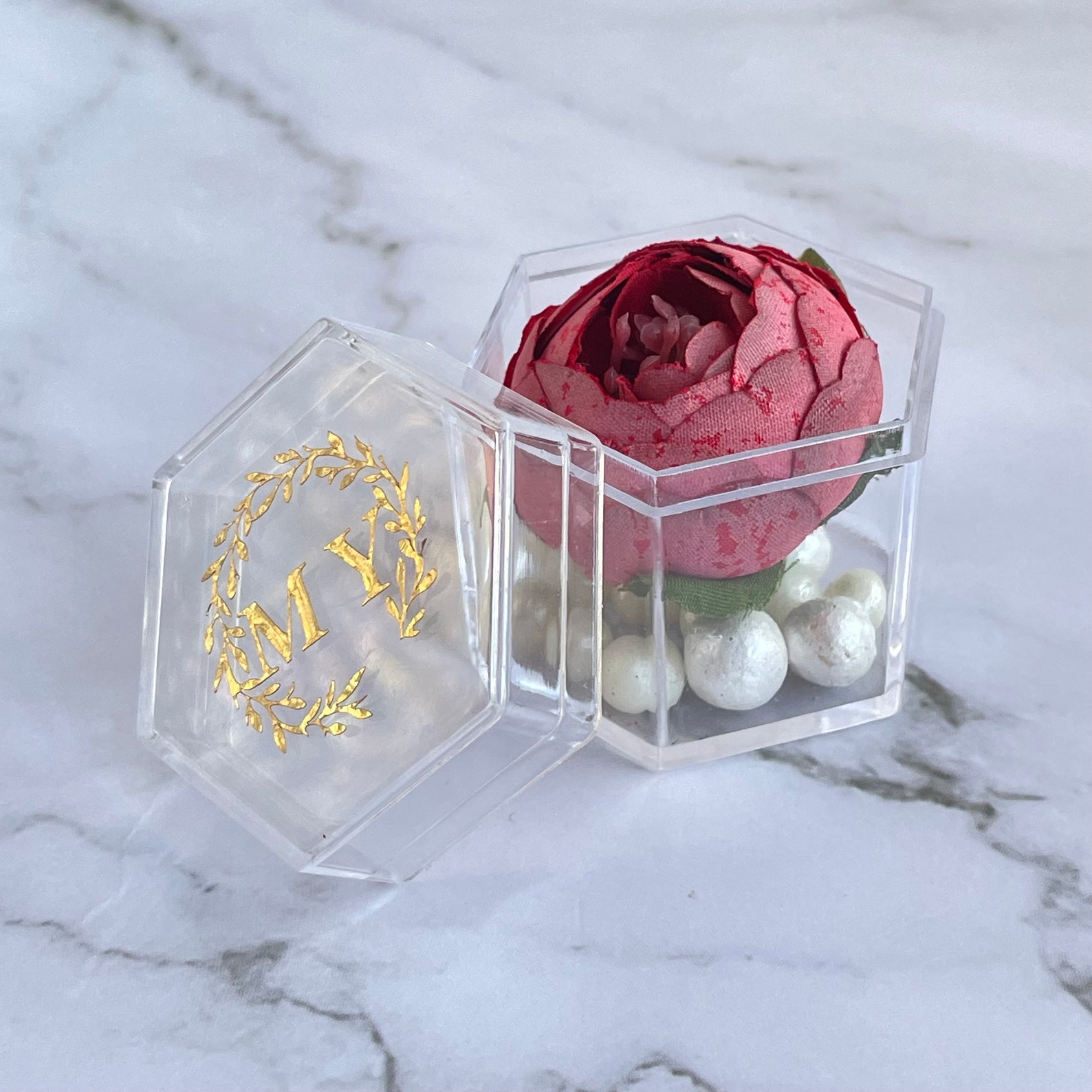 Acrylic Favor Box With Flower Etsy