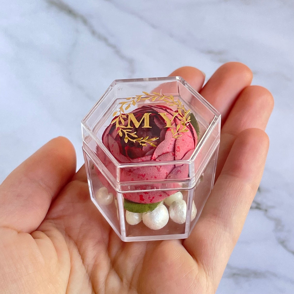 Acrylic Favor Box With Flower Etsy