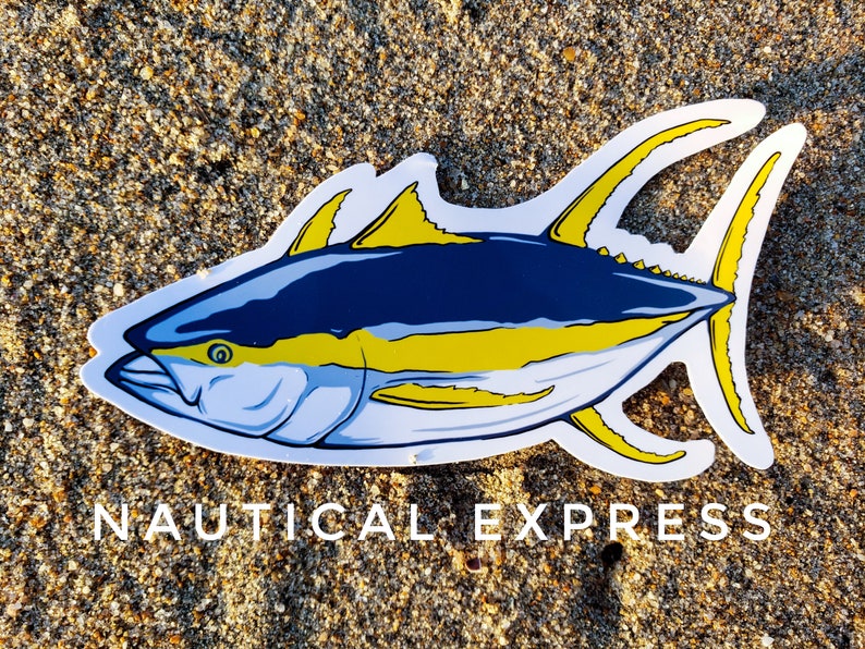 Fish Fin Sticker Yellowfin Tuna Sticker / Fish Sticker / Fishing Sticker / Ocean / Fish ...