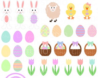 Easter Clipart Commercial Use, Easter Bunny Clipart, Easter Egg Clipart, Spring Clipart, Digital Images, Graphic Images, Digital Download