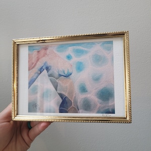 Floating } naked woman in the water, swimming,original framed art print