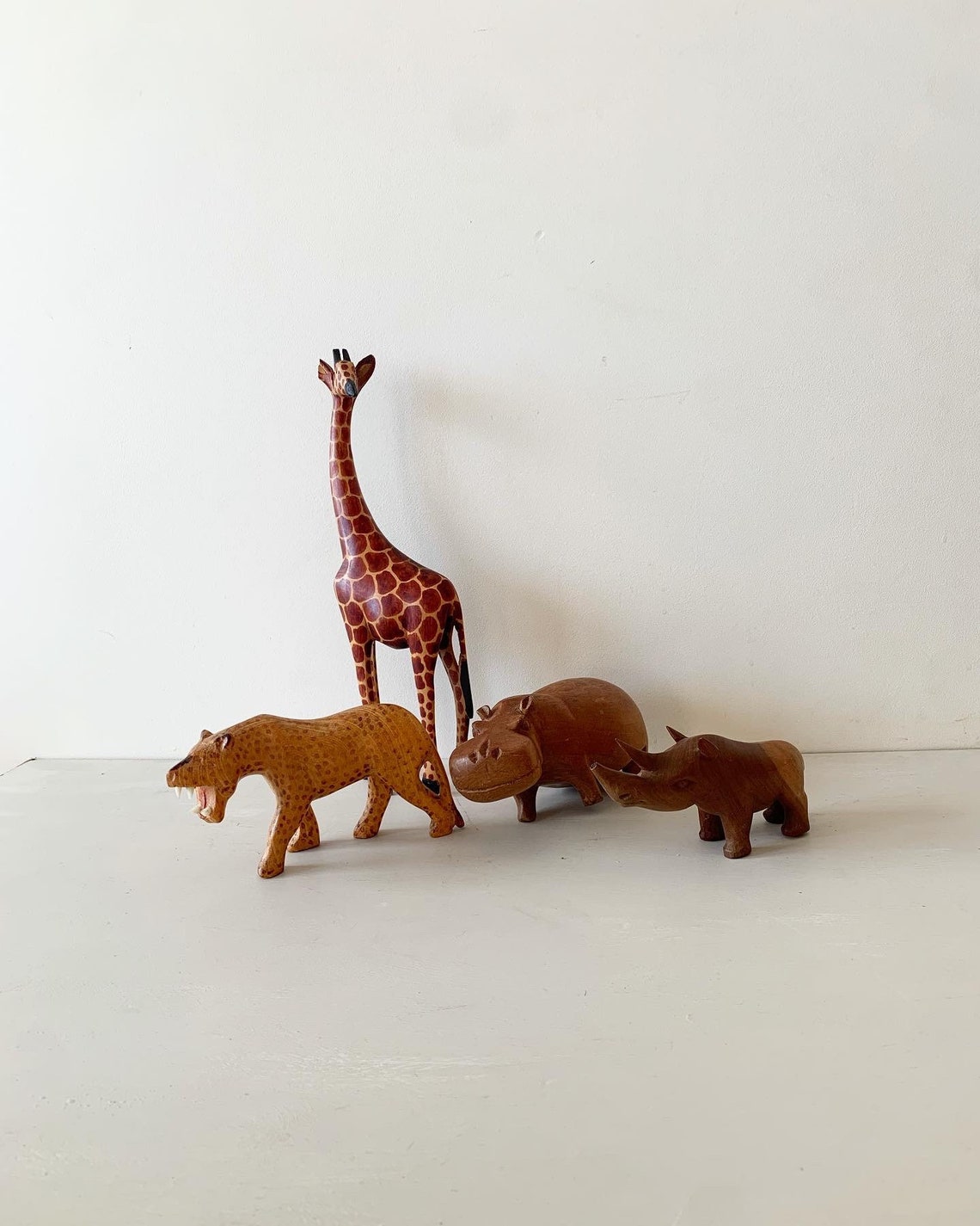 Hand carved wooden African Animals Etsy