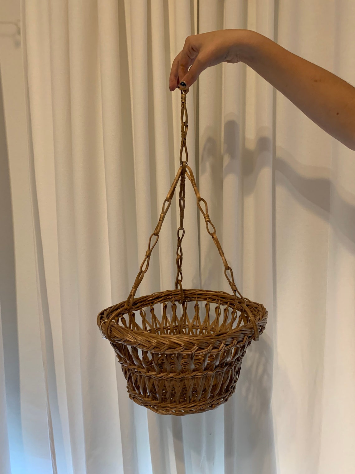 Hanging cane Plant basket Etsy