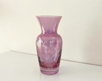 Vintage Purple iridescent etched vase