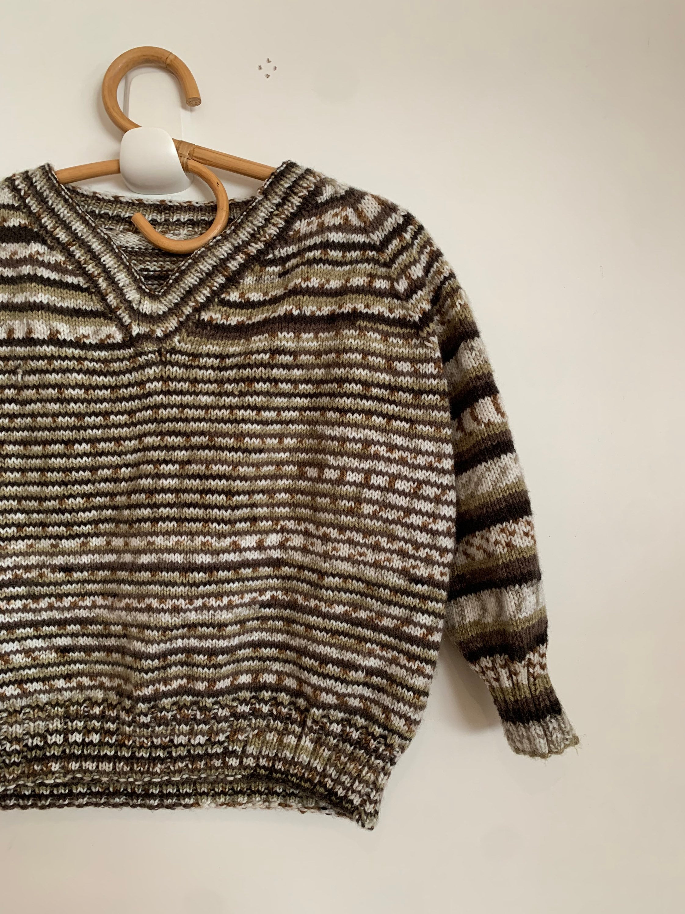 Jersey de lana de punto hecho a mano en tonos neutros Etsy