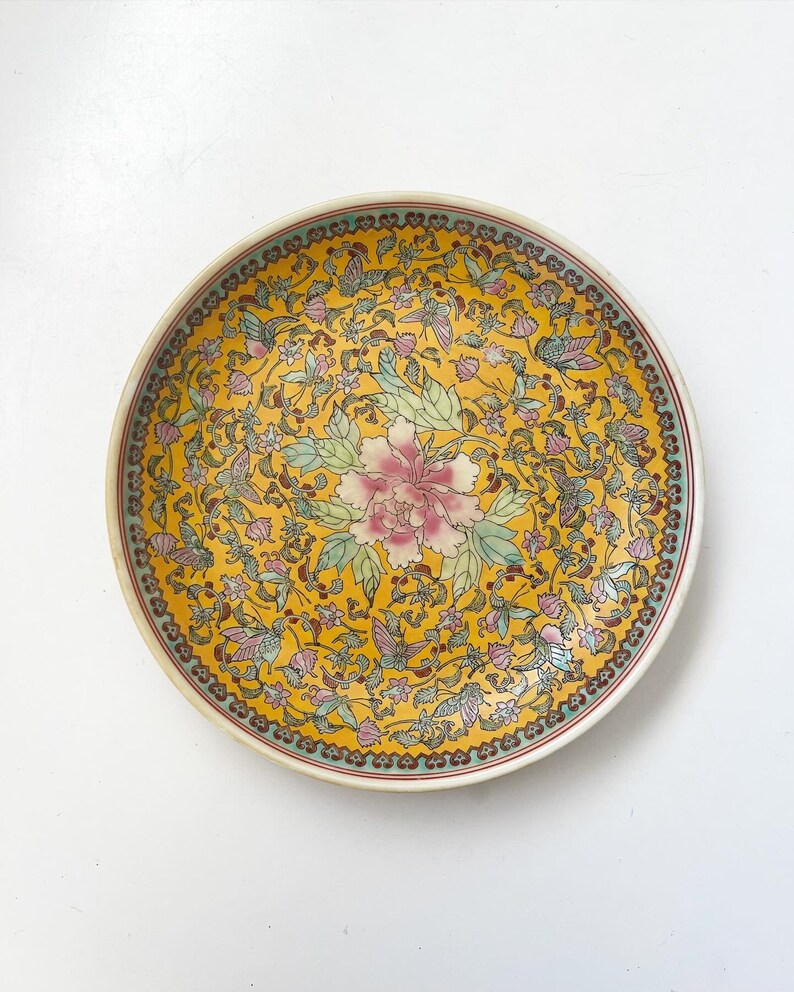 Antique Chinese Famille Rose and butterflies Porcelain Charger Plate 19TH C., QIANLONG MARK. image 1