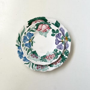 Italian Hand painted flower dinner plate and side plate