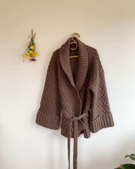 Oversized Wool Robe tie up Cardigan