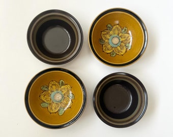 Vintage brown and mustard mismatched Bowls