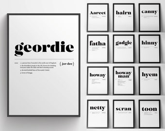 Geordie Dictionary Definition Print PLUS Two Other Definition Prints/ Newcastle / Toon / Christmas Gift