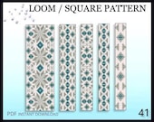 Delica Beads Loom Pattern No.41 - Snowflakes Silver Beaded Ornament Bracelet - Cuff Beading Bracelet Pattern - Loom Stitch DIY Bracelet Gift
