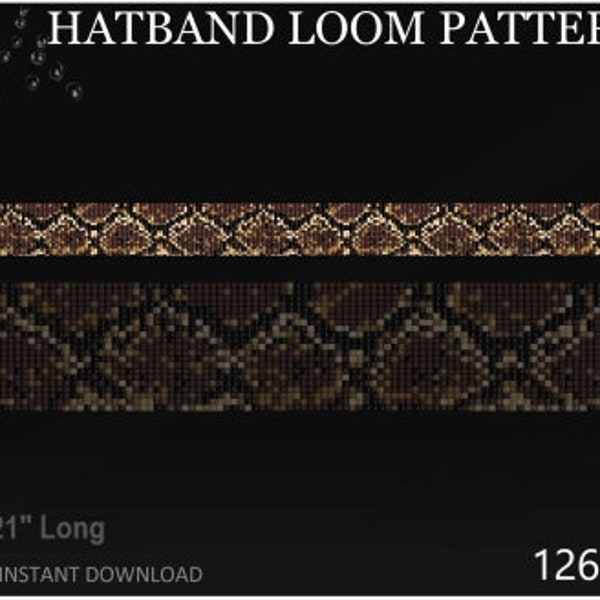 Snake Skin Delica Beads Loom Hatband Pattern No.126 - Inspired Native Belt Pattern - Hatband for cowboy Hat - Western Native Loom Beads