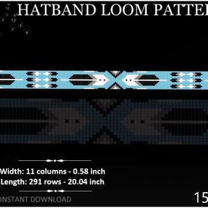 Delica Beads Hatband Patroon No.155 Feather Beaded Hatband voor Cowboyhoed Western Tribal Native Style Loom Beads Patroon DIY Cadeau Idee afbeelding 1