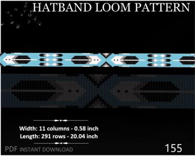 Delica Beads Hatband Patroon No.155 Feather Beaded Hatband voor Cowboyhoed Western Tribal Native Style Loom Beads Patroon DIY Cadeau Idee afbeelding 1