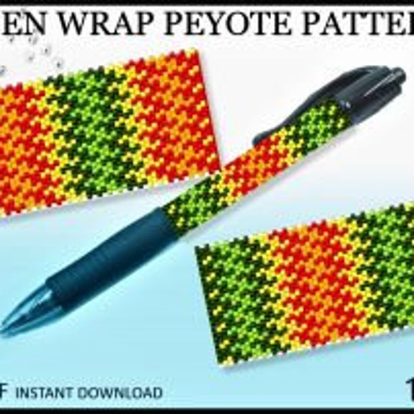 Delica Bead Pen Wrap Pattern No.127 - 2 variantes Even Count Peyote Stitch Seed Bead - DIY Gift Idea Beadwork - G2 Pen Pilot Beading Pattern