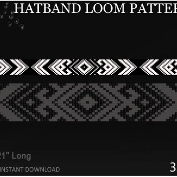 Beaded Hatband Loom Pattern No.32 - 2 Variant Loom Pattern - Band for cowboy Hat - Western hat band - Loom Bead Pattern - DIY Gift