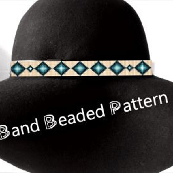 Perlé Hatband Loom Stitch Pattern No.40 - 2 Variant Native Colors Hatband pour chapeau de cowboy - Western Hat Band - Loom Beads Pattern - DIY Gift