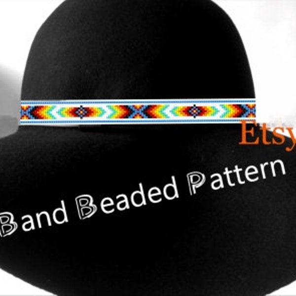Delica Beads Hatband Loom Stitch Pattern No.148 - Inspired Native American Colors Beading - DIY Gift Band for Cowboy Western Hat Belt