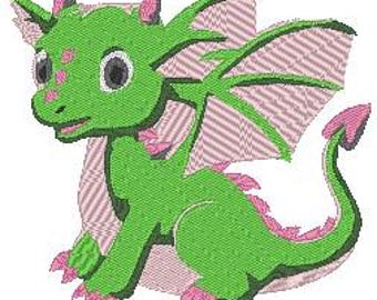 ベビードラゴンの魔法の森の機械刺繍デザイン