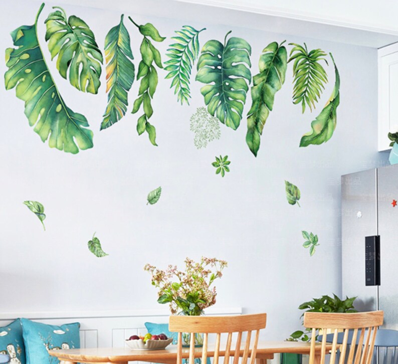 Fresh Green Large Leaf Vinyl Wall Sticker Wall Decal Art Etsy