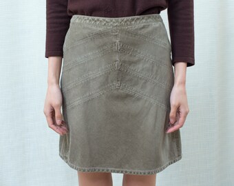 90s tan corduroy mini skirt xs | a line khaki beige corduroy skirt | preppy cotton cord miniskirt | light tan cord skirt